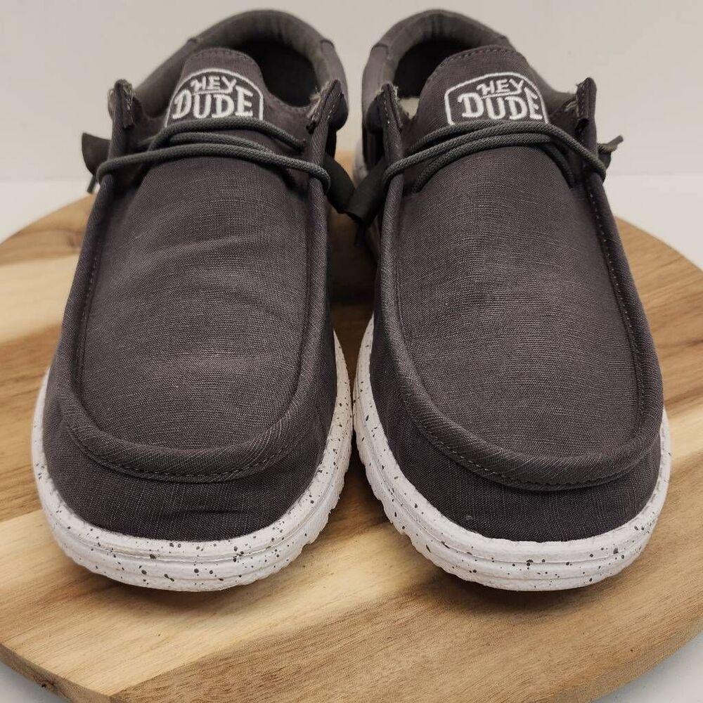 Hey Dude Wally SLUB Canvas Gray Mens Shoes Size 11 - Picture 2 of 11
